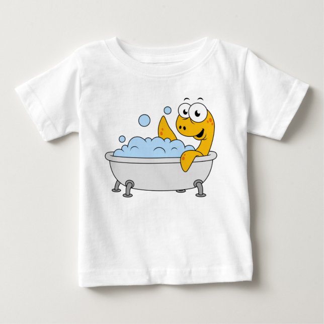 T-shirt Pour Bébé Illustration D'Un Monstre De Loch Ness De Bain. (Devant)