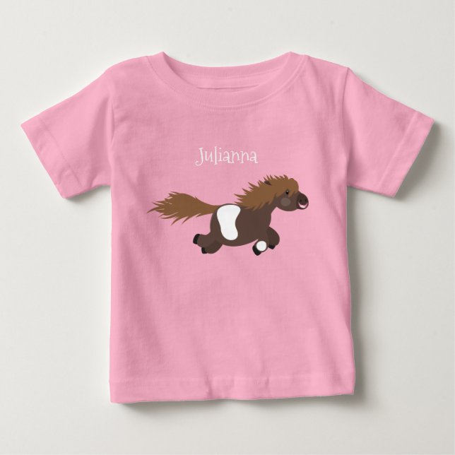 T-shirt Pour Bébé Illustration d'un poney de Shetland mignon (Devant)