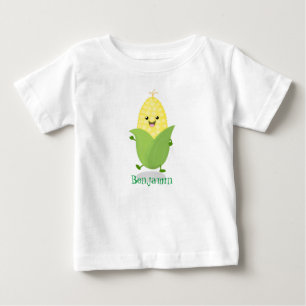 T-shirt Pour Bébé Illustration d'une caricature de maïs joyeux