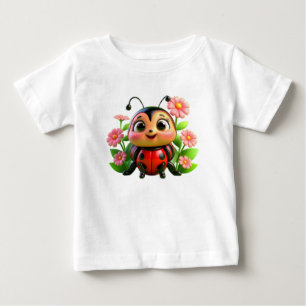 T-shirt Pour Bébé Illustration d'une coccinelle mignonne entourée de
