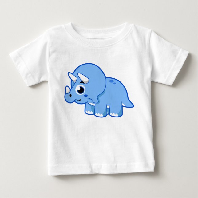 T-shirt Pour Bébé Illustration Mignonne D'Un Dinosaure Tricératops. (Devant)