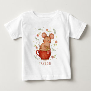 T-shirt Pour Bébé Illustration personnalisée de la souris à aquare