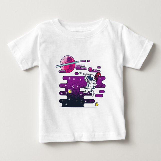 T-shirt Pour Bébé Illustration rétro de l'astronaute spatial (Devant)