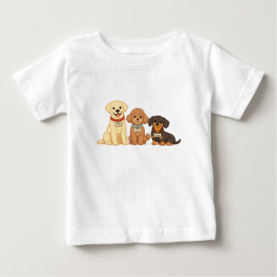 T-shirt Pour Bébé Illustration vectorielle de famille de chien migno