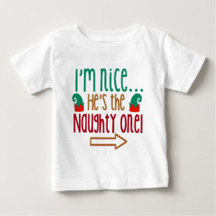T-shirt Pour Bébé Im Nice Hes Naughty Elf Casquette