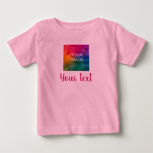 T-shirt Pour Bébé Image personnalisée et texte rose Modèle tendance (Devant)
