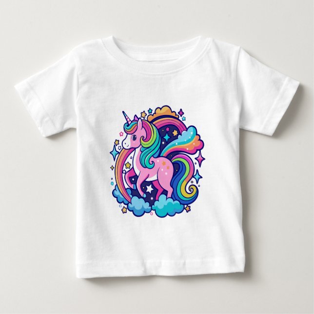 T-shirt Pour Bébé Imaginaire Unicorne vibrant (Devant)