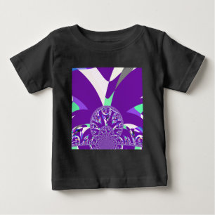 T-shirt Pour Bébé Imprimante d'art bleu rétro Cyan Kaleidoscope