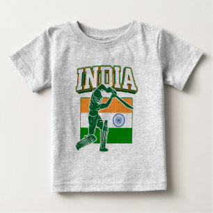 T-shirt Pour Bébé Inde Cricket avec Drapeau Indien cadeau