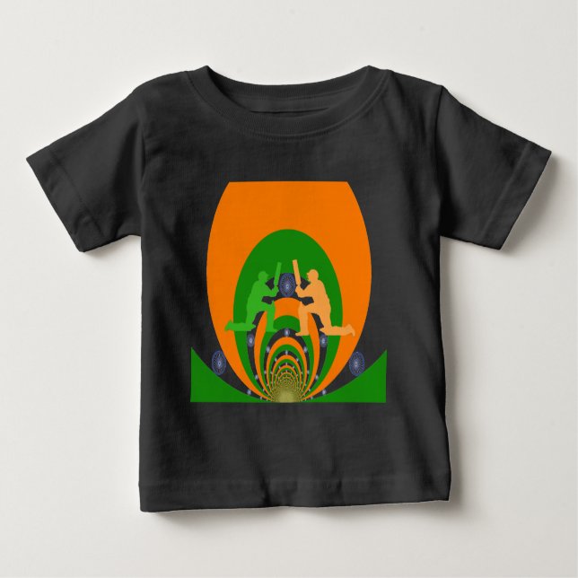 T-shirt Pour Bébé Inde Cricket Spirit Design abstrait (Devant)