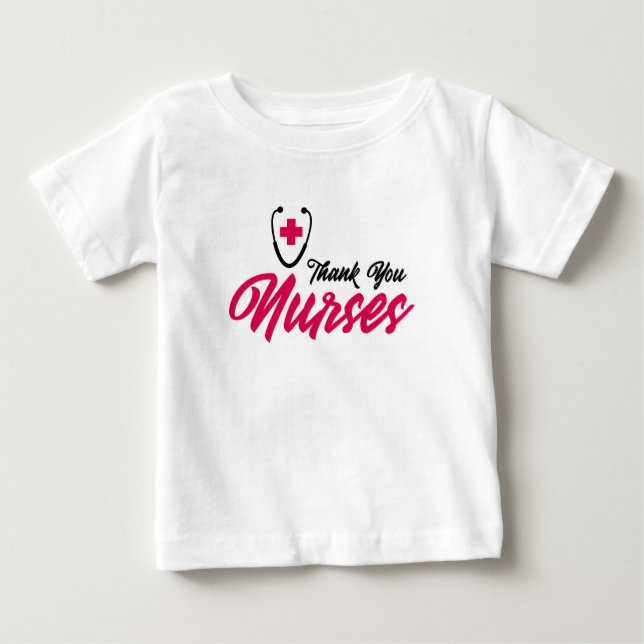 T-shirt Pour Bébé Infirmières Mercis| Rose (Devant)