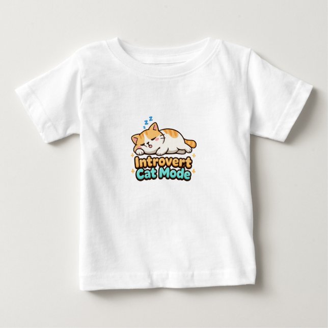 T-shirt Pour Bébé Introvert Cat Mode Funny (Devant)