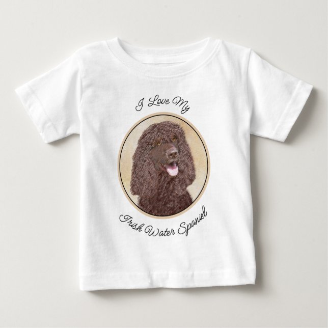 T-shirt Pour Bébé Irish Water Spaniel Peinture - Original Dog Art (Devant)
