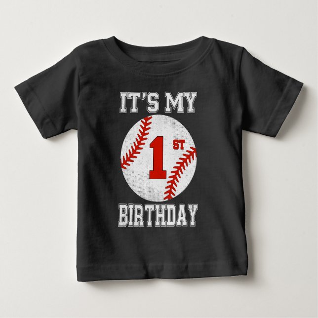 T-shirt Pour Bébé It’s My 1st Birthday Baseball Design (Devant)