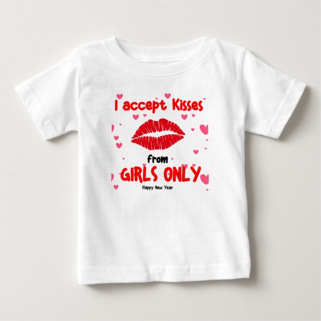 T-shirt Pour Bébé J'accepte les baisers des filles seulement - T-shi (Devant)