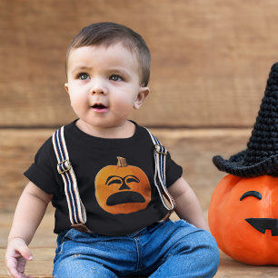 T-shirt Pour Bébé Jack o' Lantern Malheureux Face, Citrouille d'Hall