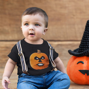 T-shirt Pour Bébé Jack o' Lantern Sinister Face, Citrouille d'Hallow