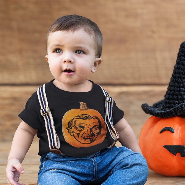 T-shirt Pour Bébé Jack o' Lantern Vampire Face, Citrouille d'Hallowe (Jack o' Lantern Vampire Face, Halloween Pumpkin Baby T-Shirt)