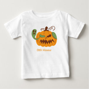 T-shirt Pour Bébé Jack-o-lanterne et os Halloween Éffrayant