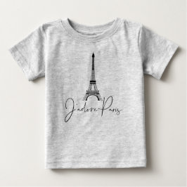 T-shirt Pour Bébé J'adore Paris Eiffel Tower Cute Grey
