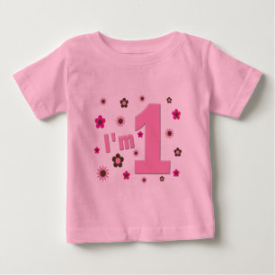 T-shirt Pour Bébé "J'ai 1ans anniversaire de fleurs de rose et de