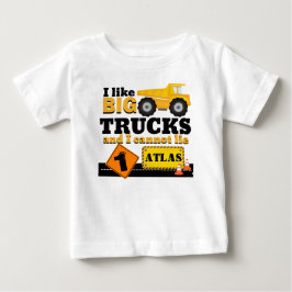 T-shirt Pour Bébé J'aime Big Trucks Construction Birthday Shirt