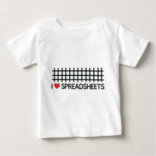 T-shirt Pour Bébé J'aime des feuilles de calcul