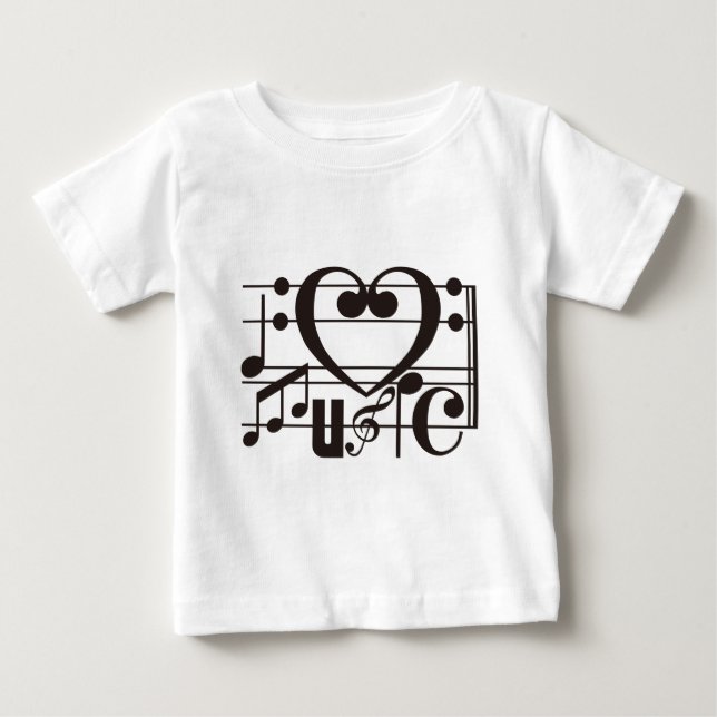 T-SHIRT POUR BÉBÉ J'AIME LA MUSIQUE (Devant)