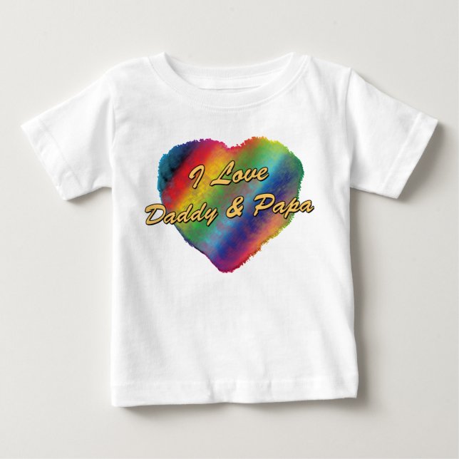 T-shirt Pour Bébé J'aime le papa et le papa (Devant)