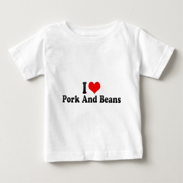 T-shirt Pour Bébé J'aime le porc et des haricots (Devant)