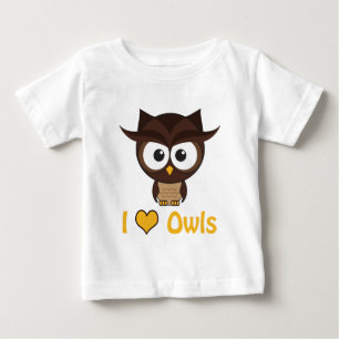T-shirt Pour Bébé J'aime les hiboux du coeur