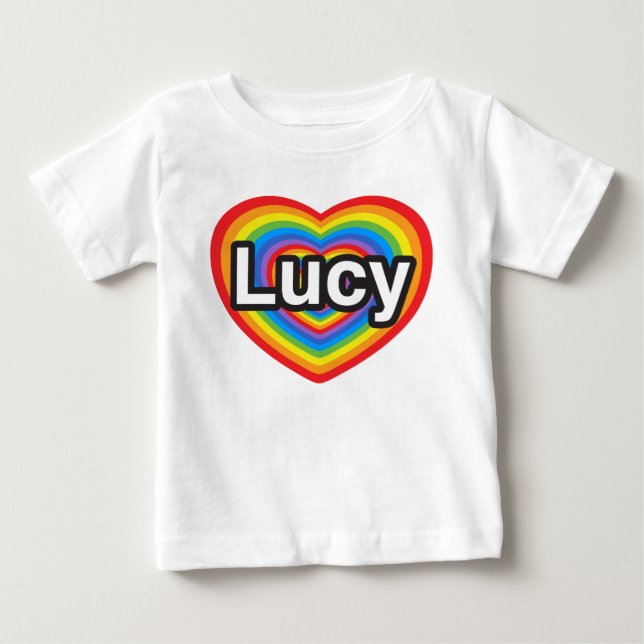 T-shirt Pour Bébé J'aime Lucy. Je t'aime Lucy. Cœur (Devant)