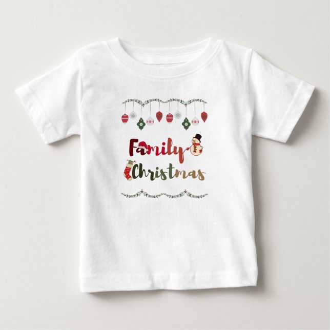 T-shirt Pour Bébé J'aime ma famille, Noël, Noël (Devant)