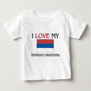 T-shirt Pour Bébé J'aime ma grand-maman serbe