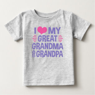 T-shirt Pour Bébé J'aime ma grand-mère et mon grand-père