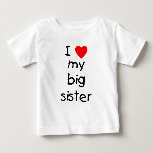 T-shirt Pour Bébé J'Aime Ma Grande Soeur (Devant)