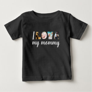 T-shirt Pour Bébé J'aime ma maman personnalisées lettres photo noir