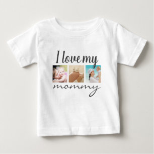 T-shirt Pour Bébé J'aime ma maman texte manuscrit, photo blanc