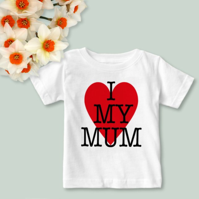 T-shirt Pour Bébé J'aime ma mère Rouge amour Coeur Famille Valentine (Créateur téléchargé)
