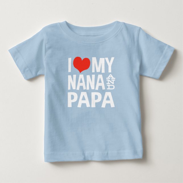 T-shirt Pour Bébé J'Aime Ma Nana Et Mon Papa (Devant)