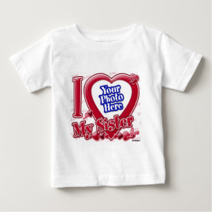 T-shirt Pour Bébé J'aime ma sœur cœur rouge - photo