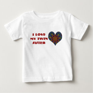 T-shirt Pour Bébé J'aime ma soeur jumelle, chemise pour tout-petits