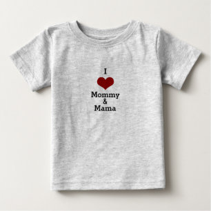 T-shirt Pour Bébé J'aime maman et maman maman coeur rouge