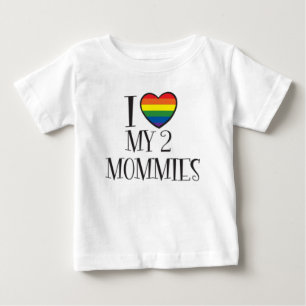 T-shirt Pour Bébé J'aime mes 2 MÈRES