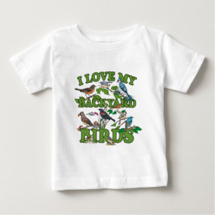 T-shirt Pour Bébé J'aime mes oiseaux Jardins