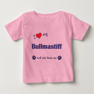 T-shirt Pour Bébé J'aime mon Bullmastiff (le chien femelle)