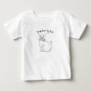 T-shirt Pour Bébé J'aime mon chat, mignonne, Cool
