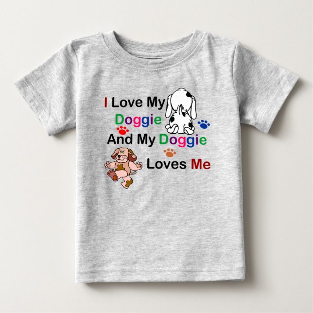 T-shirt Pour Bébé J'Aime Mon Doggie Toddler Tee (Devant)