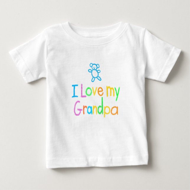 T-shirt Pour Bébé J'aime mon grand-père (Devant)