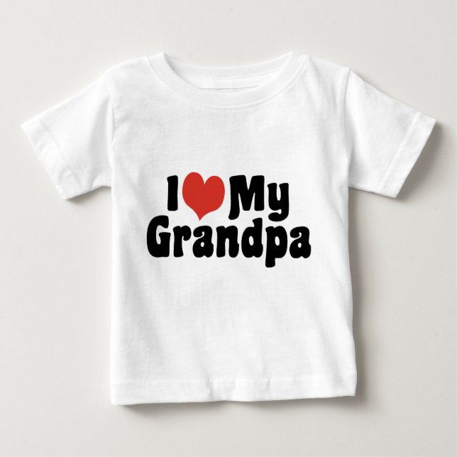 T-shirt Pour Bébé J'Aime Mon Grand-Père (Devant)